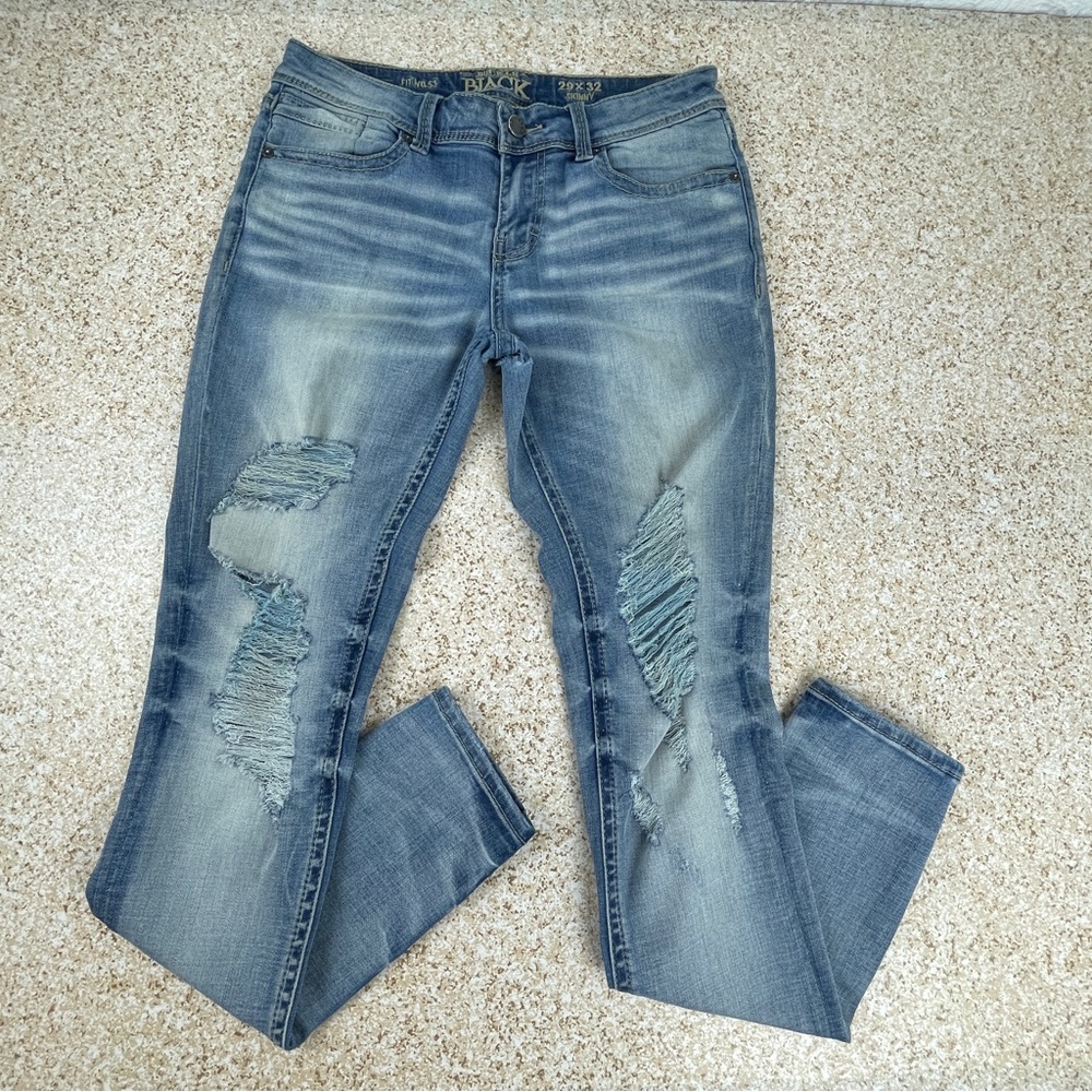Buckle Black Fit No. 53 Distressed Skinny Jeans - Size 29x32 Medium Wash Blue